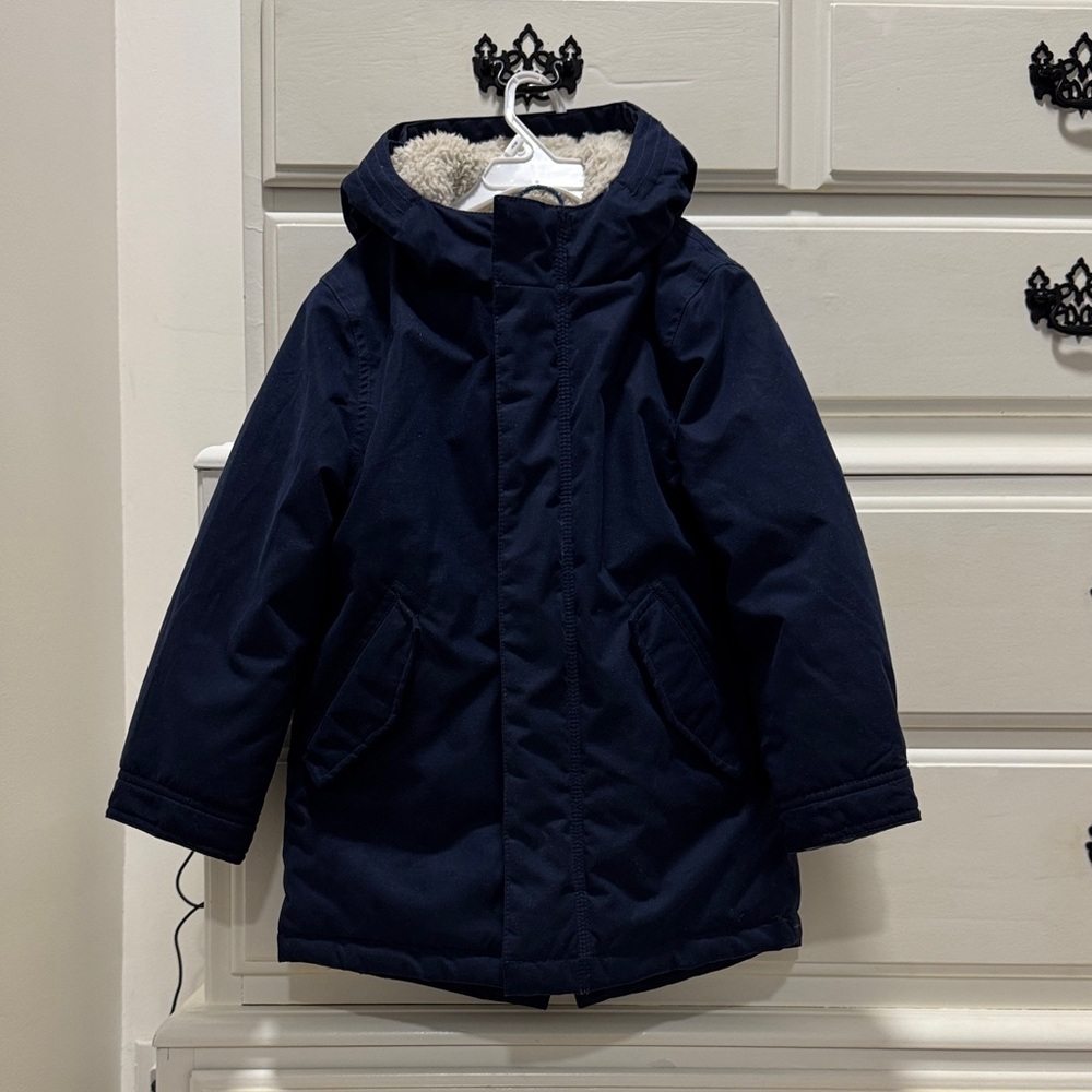 Mini Boden boys Navy Hooded Winter Coat